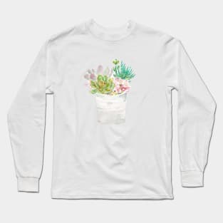 green succulent plants  in pot 2020 Long Sleeve T-Shirt